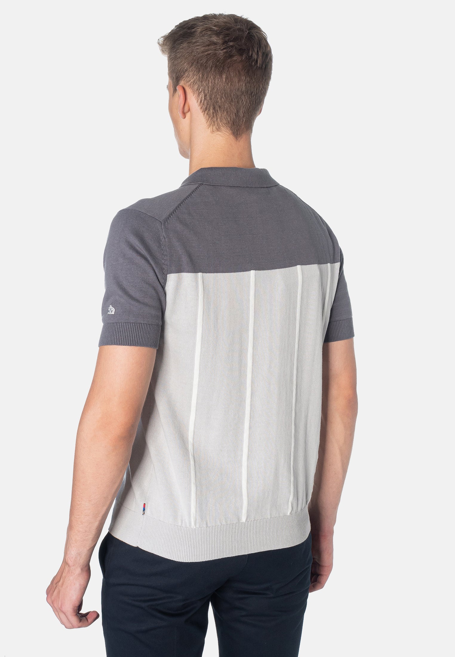 Marble Knitted Two-Tone Polo Shirt - Merc London