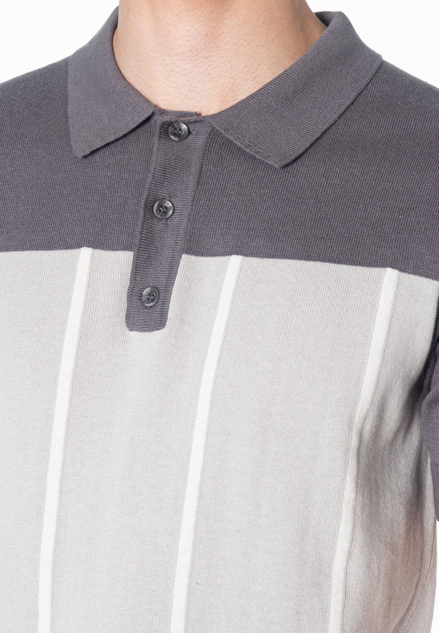 Marble Knitted Two-Tone Polo Shirt - Merc London