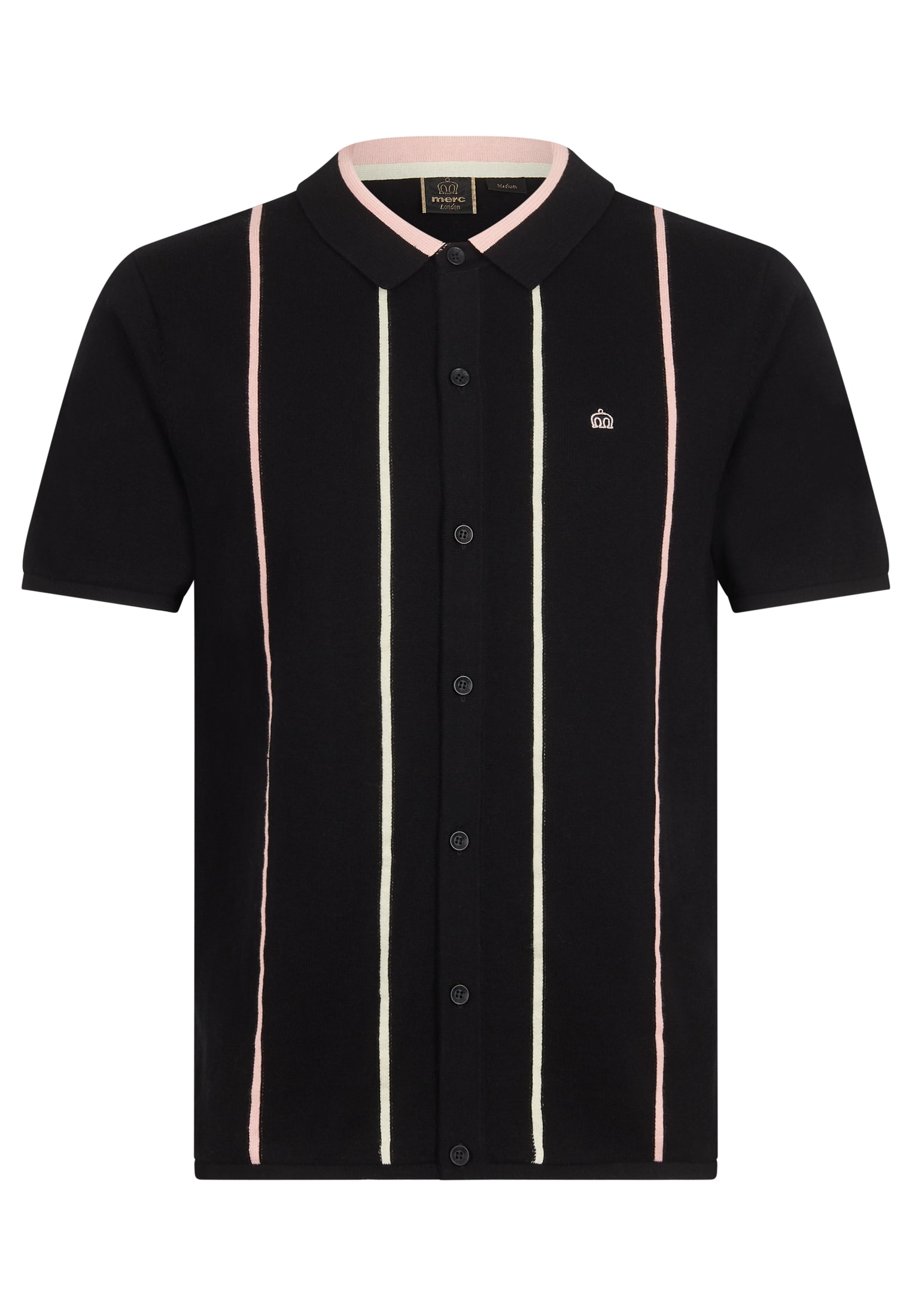 Eden Stripes Knitted Polo Shirt Ghost - Merc London