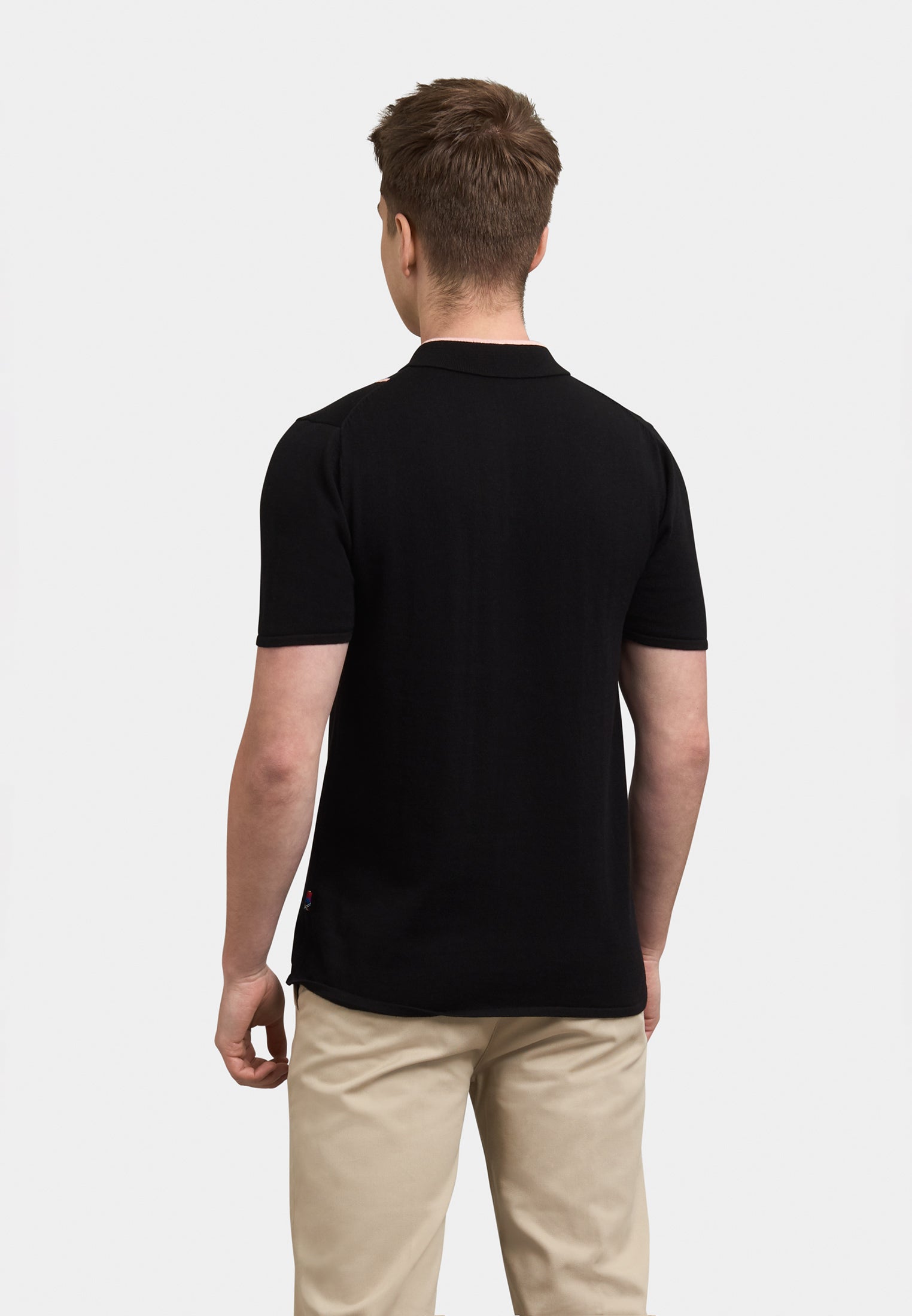 Eden Stripes Knitted Polo Shirt Back - Merc London
