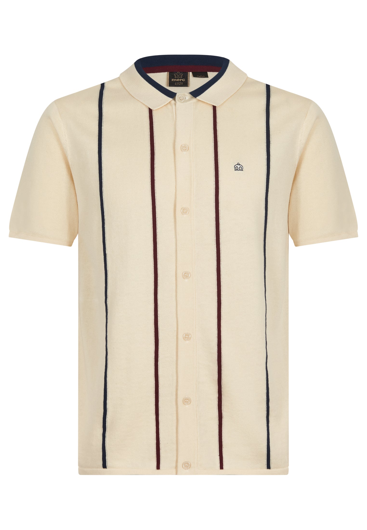 Eden Stripes Knitted Polo Shirt Ghost - Merc London