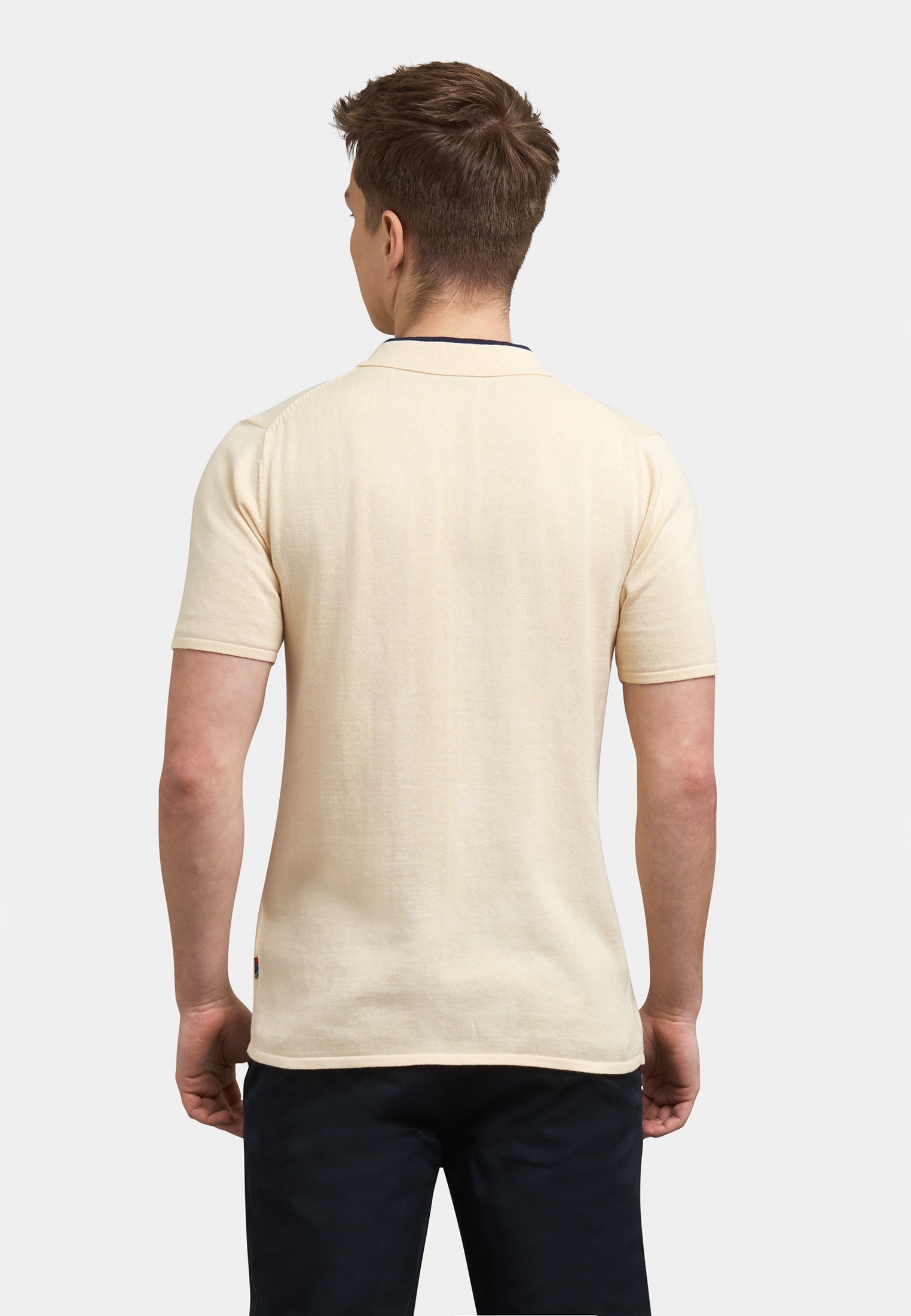 Eden Stripes Knitted Polo Shirt Back - Merc London