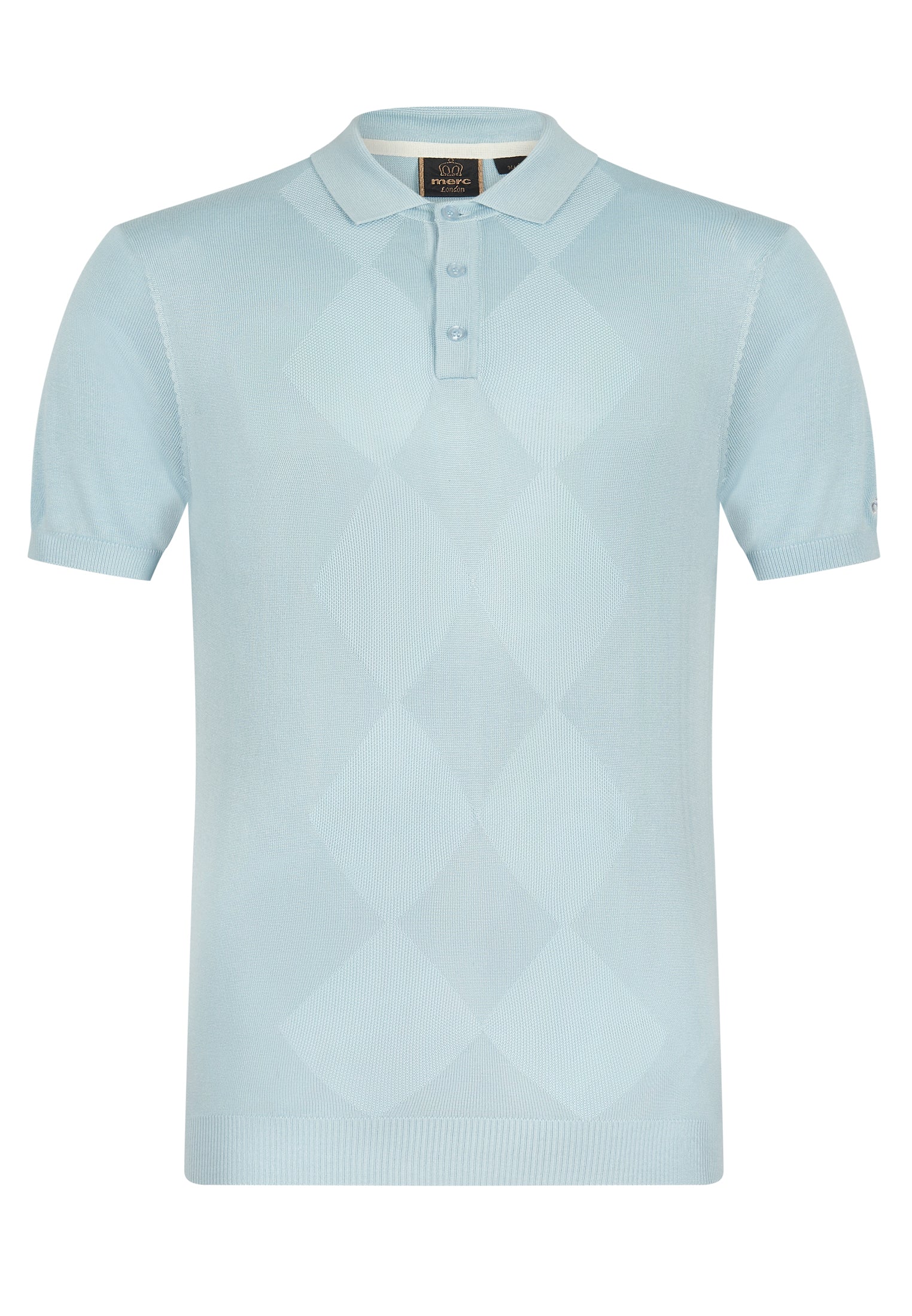 Stokes Argyle Knitted Polo Shirt Ghost - Merc London