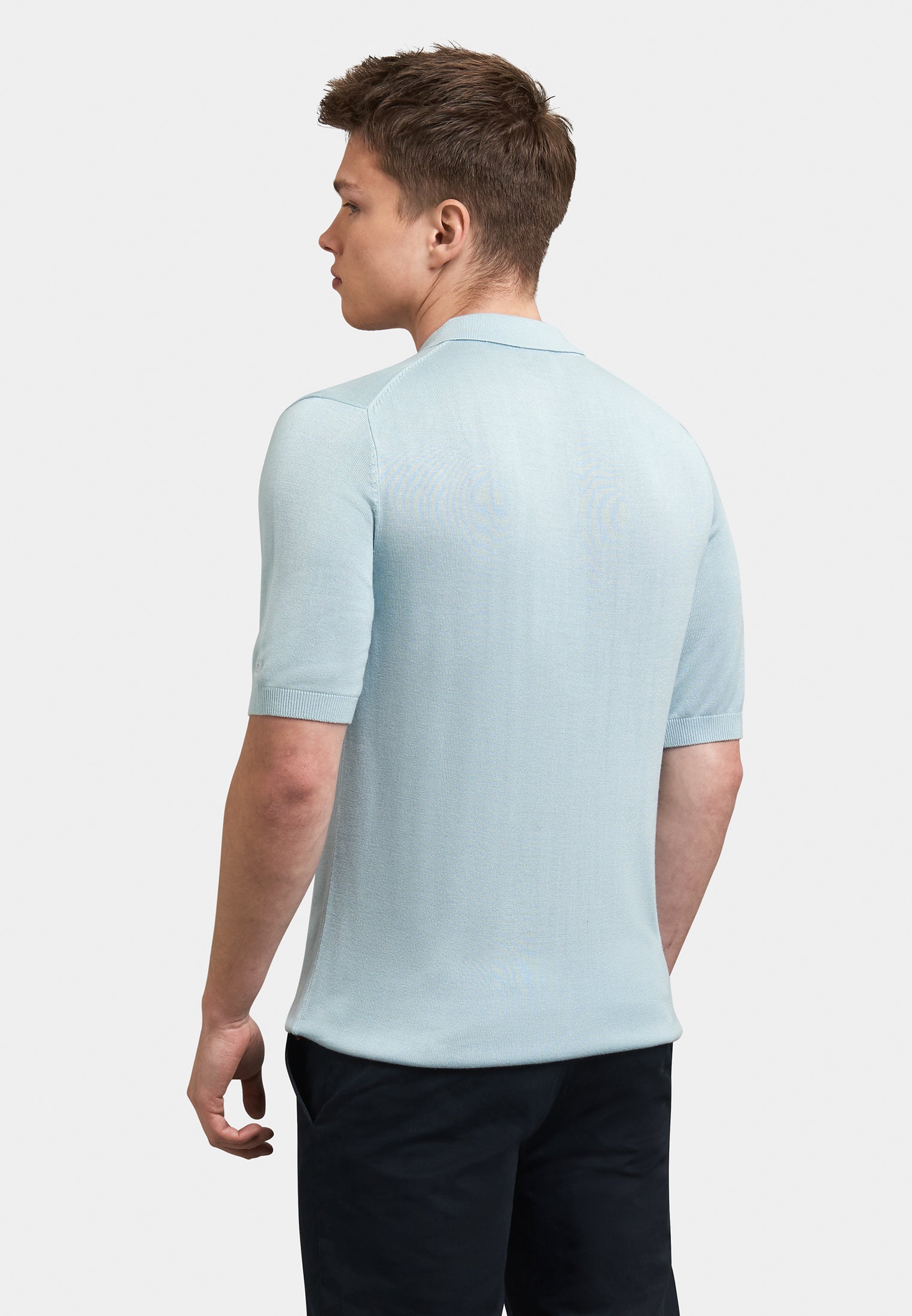 Stokes Argyle Knitted Polo Shirt Back - Merc London