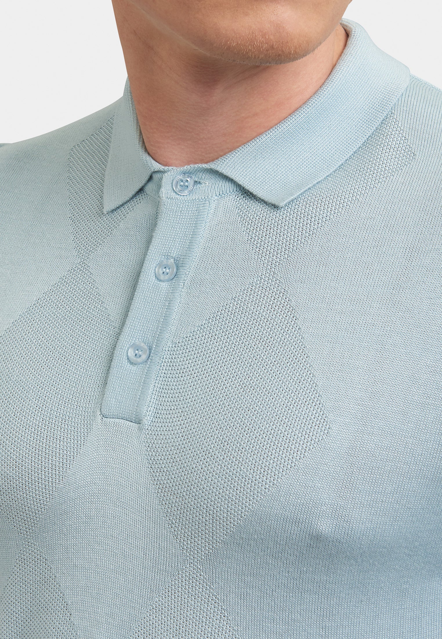 Stokes Argyle Knitted Polo Shirt Detail - Merc London