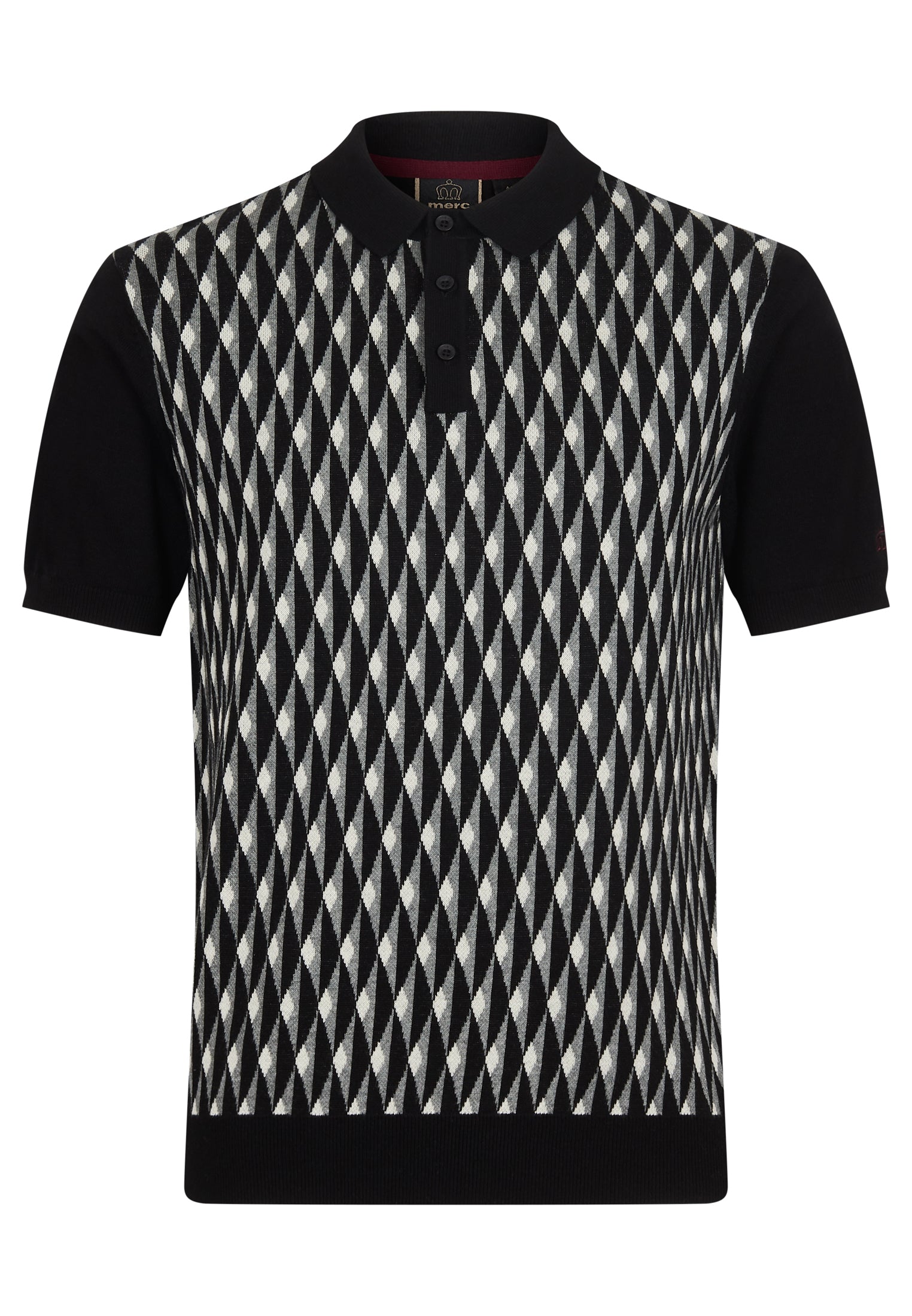 Austin Geo Knitted Polo Shirt Ghost - Merc London