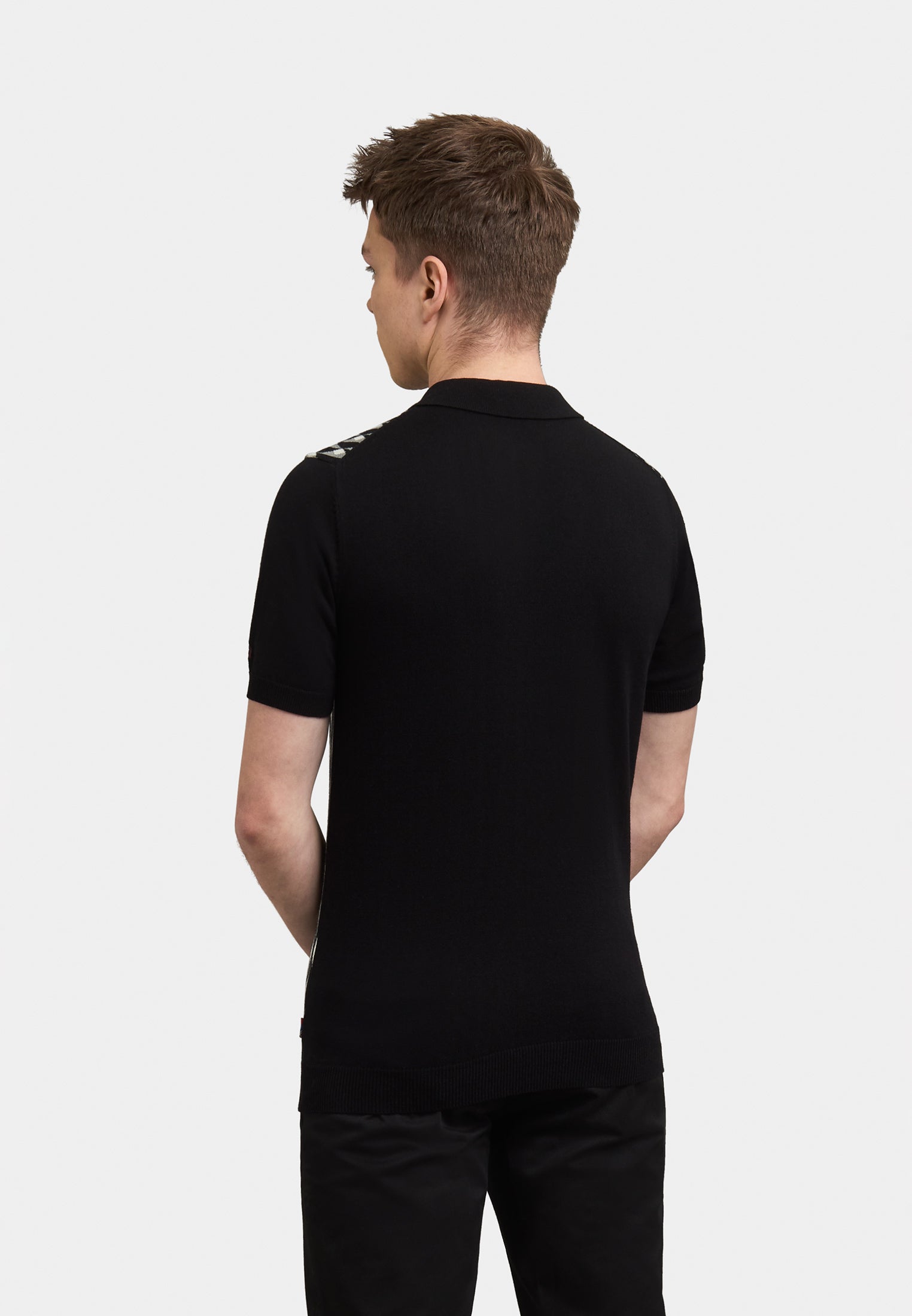 Austin Geo Knitted Polo Shirt Back - Merc London