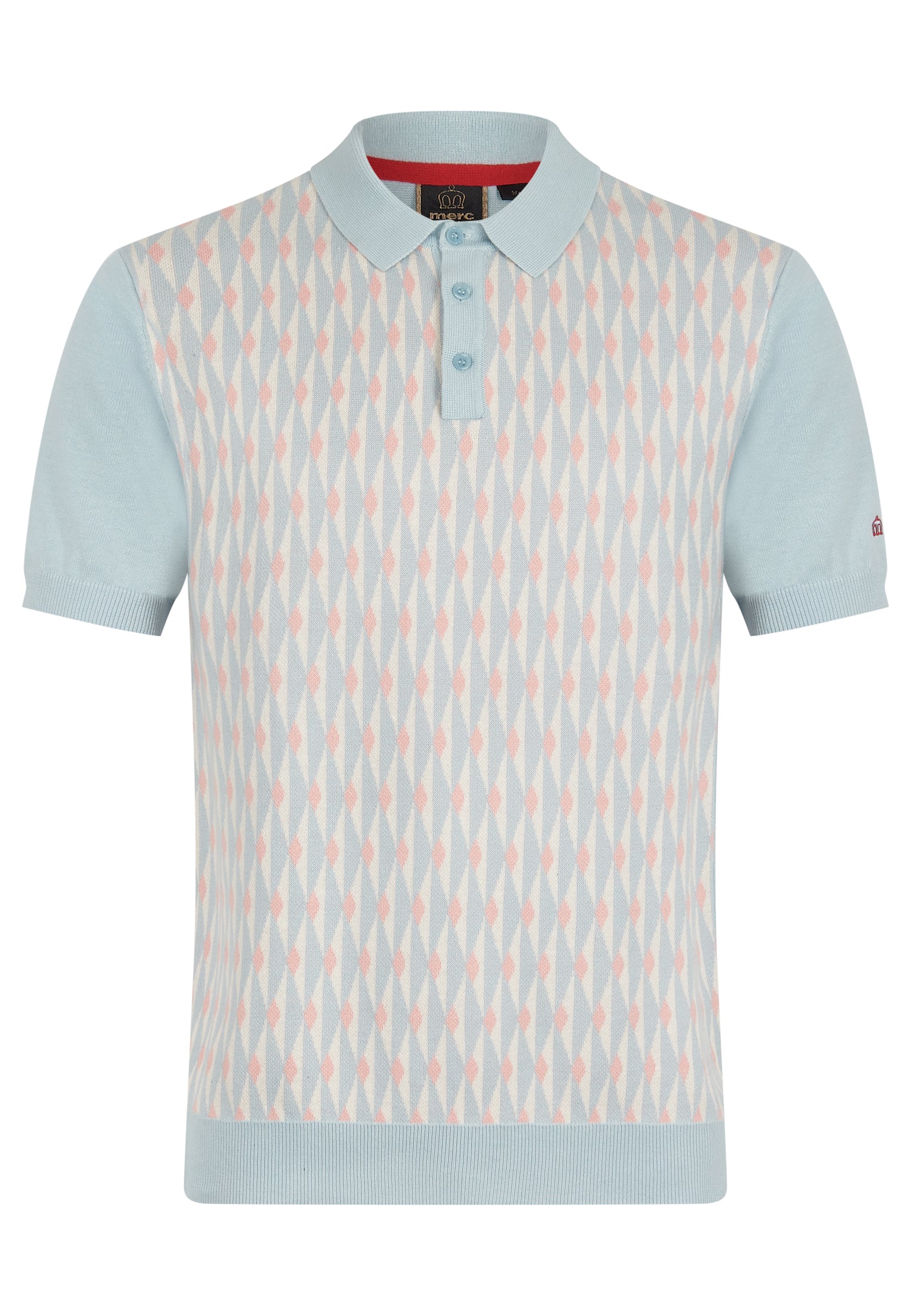 Austin Geo Knitted Polo Shirt Ghost - Merc London