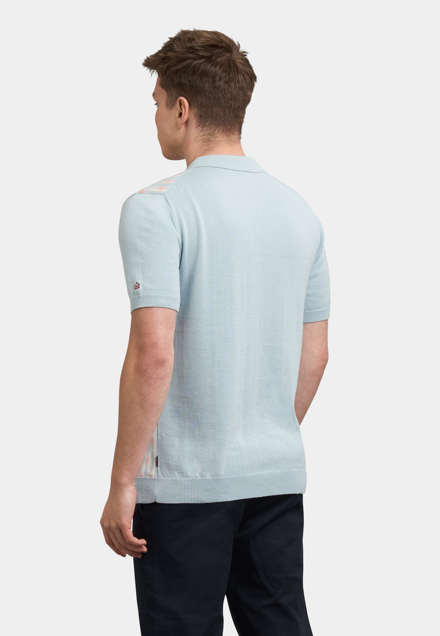Austin Geo Knitted Polo Shirt Back - Merc London