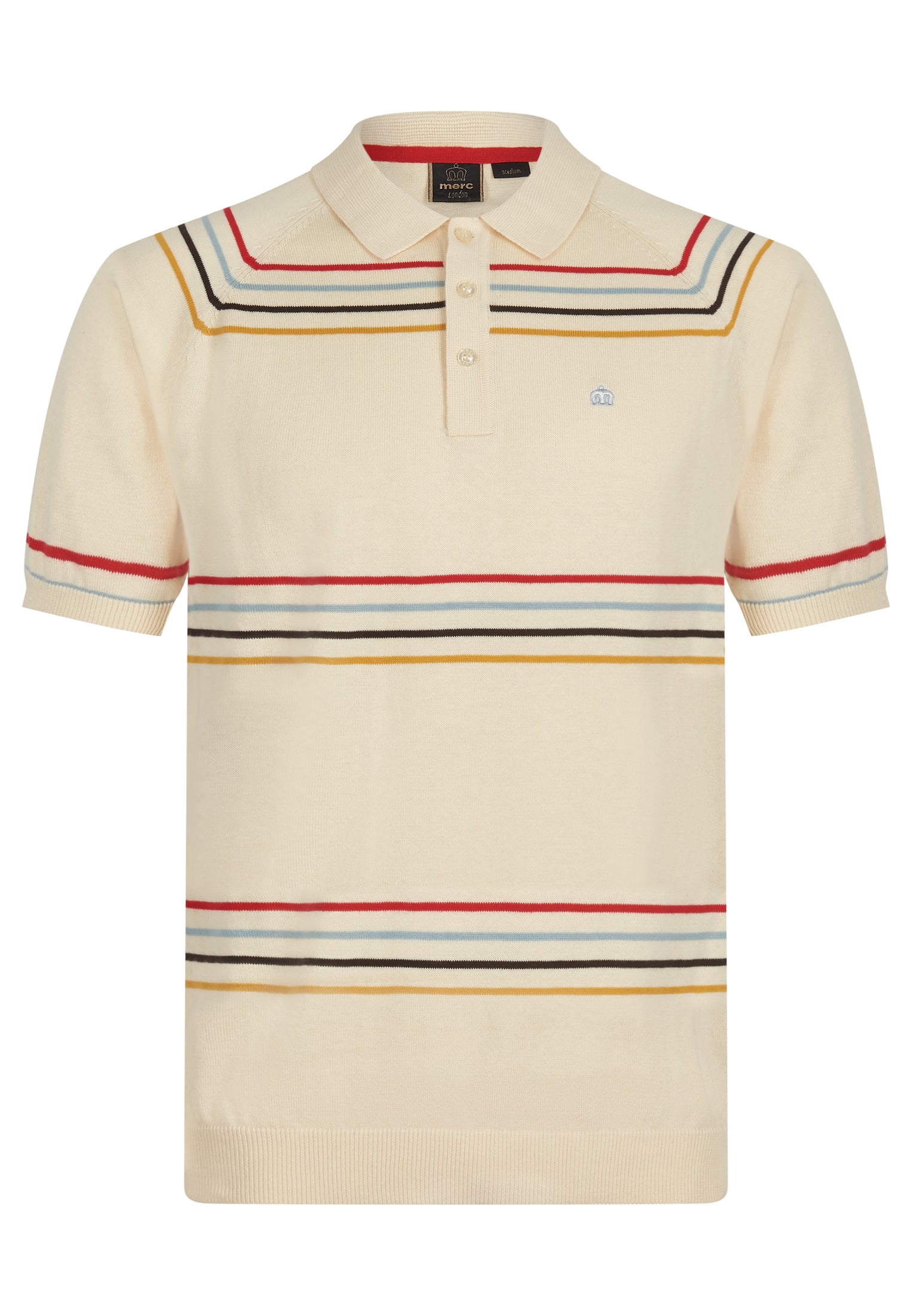 Madison Stripes Knitted Polo Shirt Ghost - Merc London