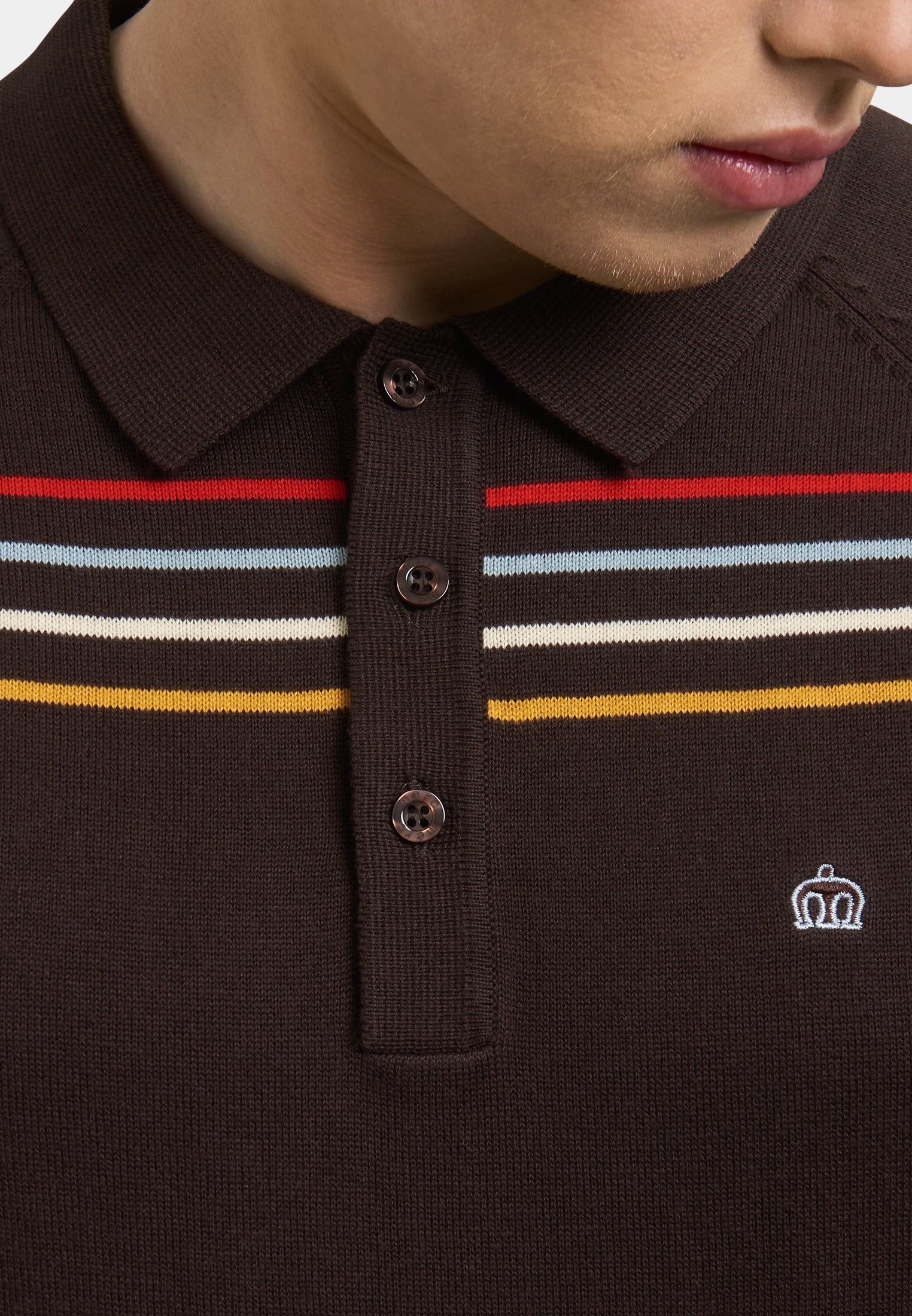 Madison Stripes Knitted Polo Shirt Detail - Merc London