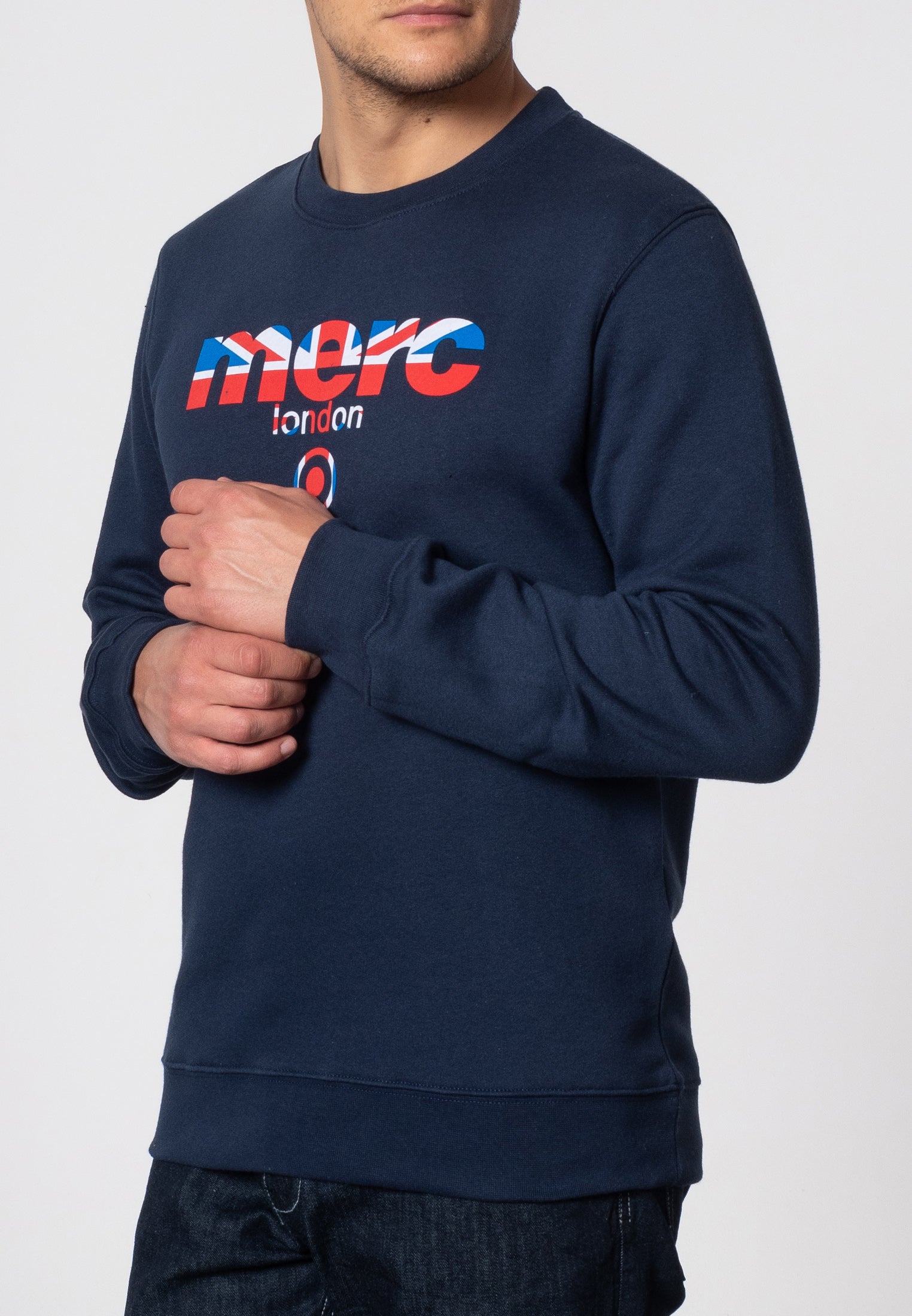 colour_Navy|Otto crew-neck sweatshirt - Merc London