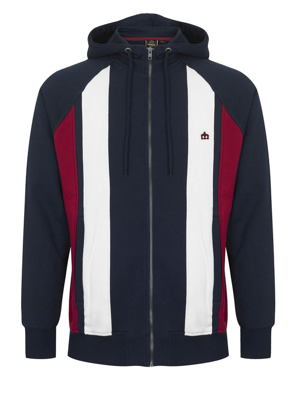 colour_Navy|Hainton Zip Up Hoodie - Merc London
