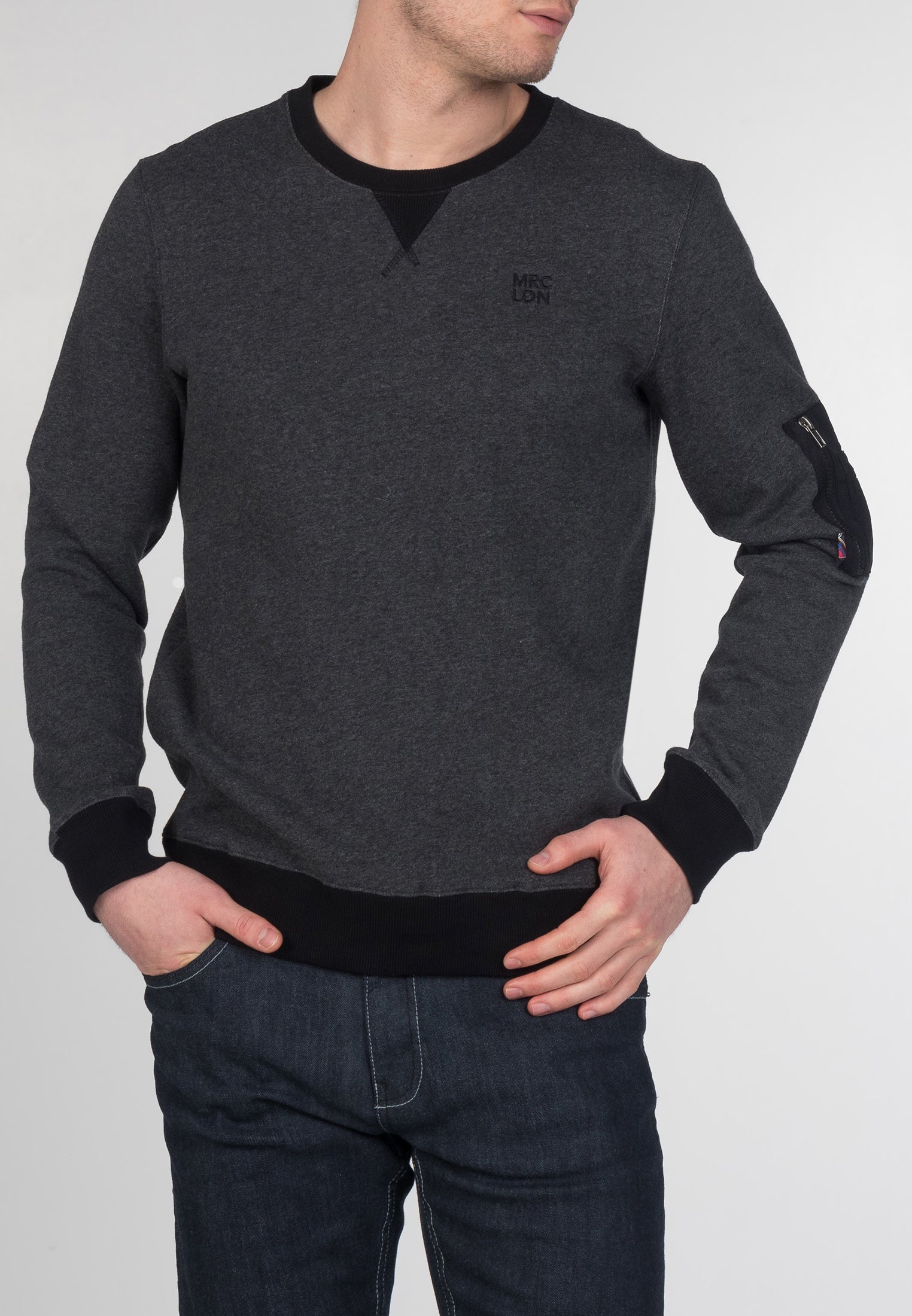 colour_Marl Charcoal|Charing Sweatshirt - Merc London