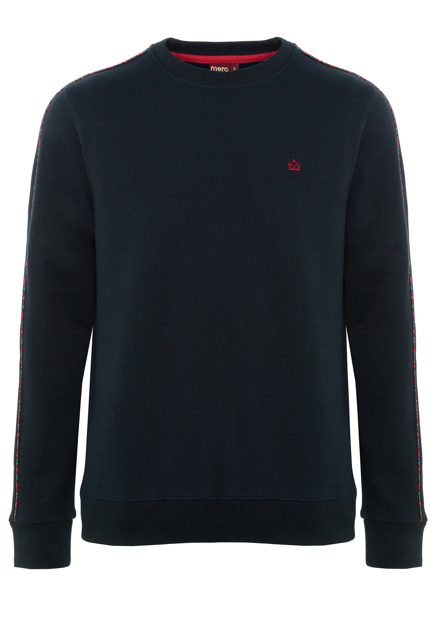 colour_Navy|Norbury Tartan Piping Sweatshirt  - Merc London