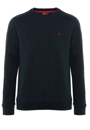 colour_Navy|Norbury Tartan Piping Sweatshirt  - Merc London