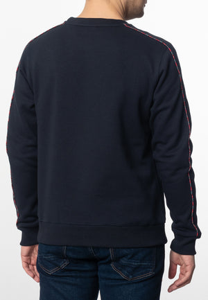 colour_Navy|Norbury Tartan Piping Sweatshirt  - Merc London