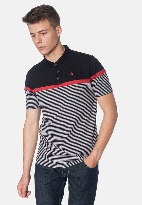 colour_Black|Clarence Stripes Polo Shirt - Merc London