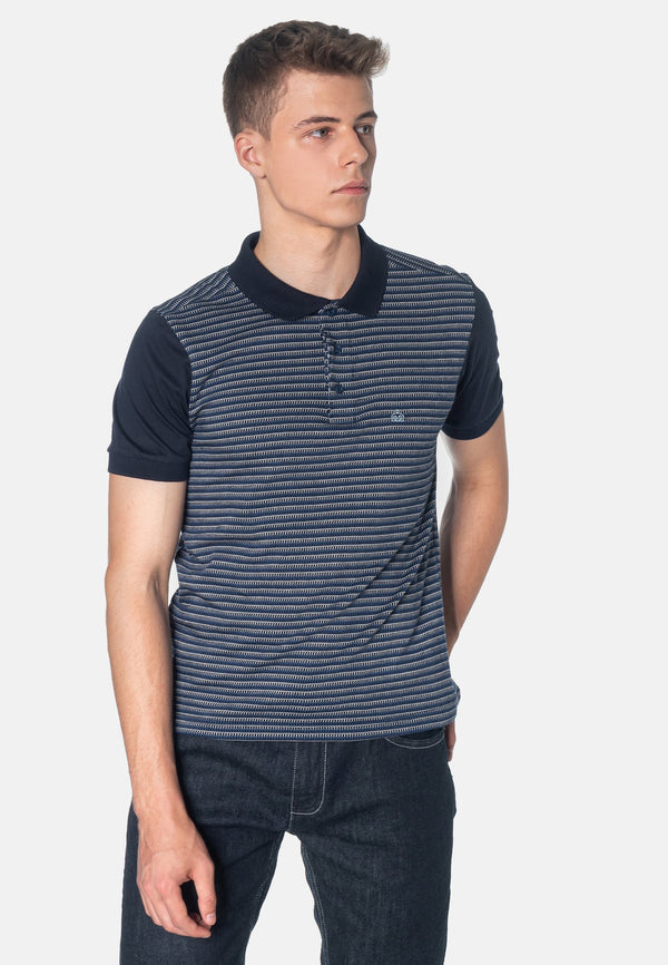 colour_Navy|Clifford Stripes Polo Shirt - Merc London