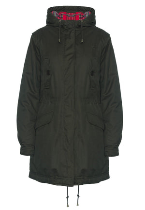 colour_Dark Khaki|Tobella Fishtail Parka - Merc London