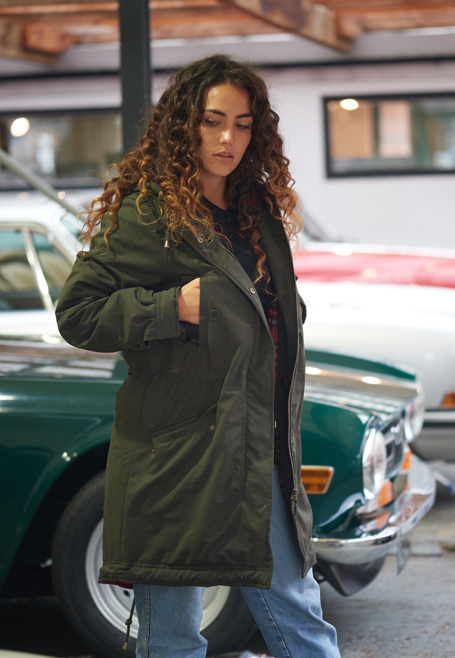 colour_Dark Khaki|Tobella Fishtail Parka - Merc London