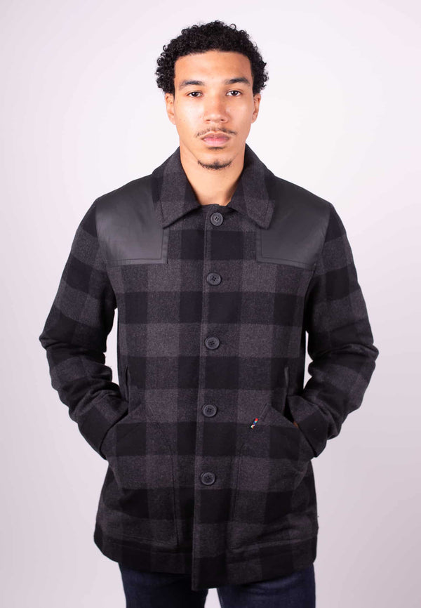 colour_Marl Charcoal|Battle Wool Padded Donkey Jacket - Merc London