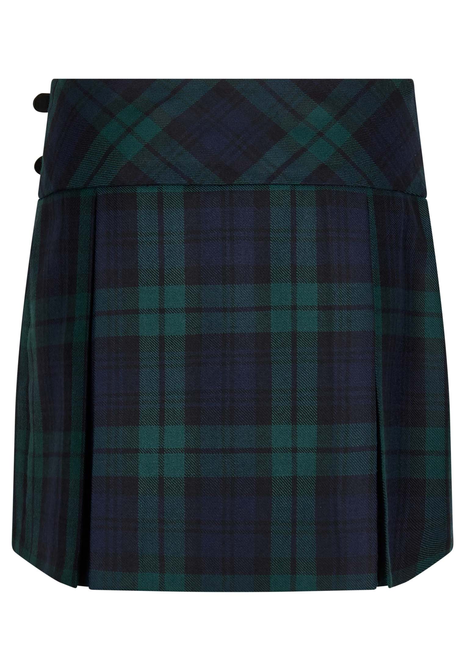 Black Watch Tartan Skirt Back - Merc London