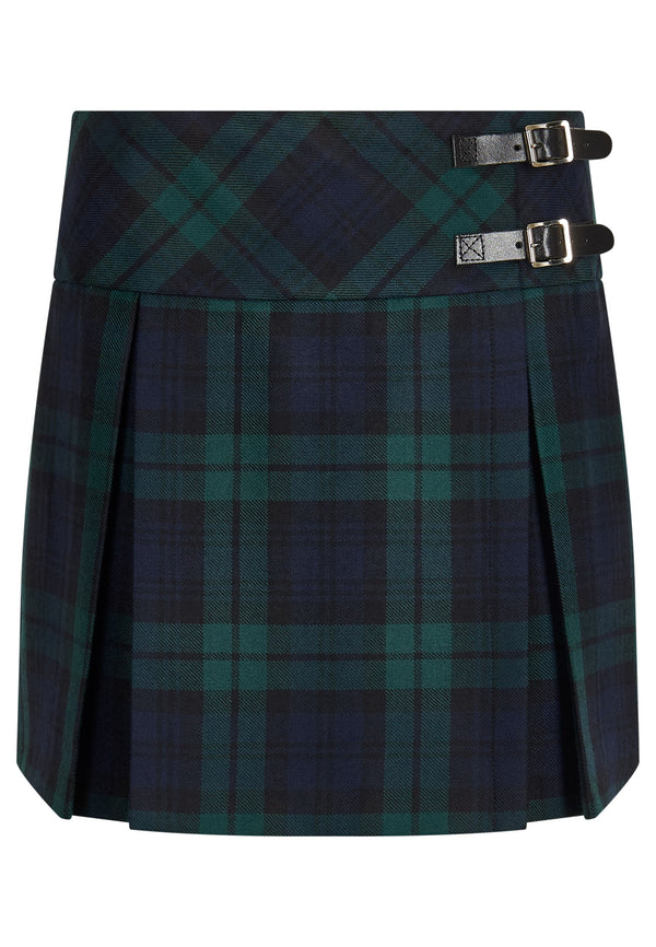 colour_Black|Black Watch Tartan Skirt Front - Merc London
