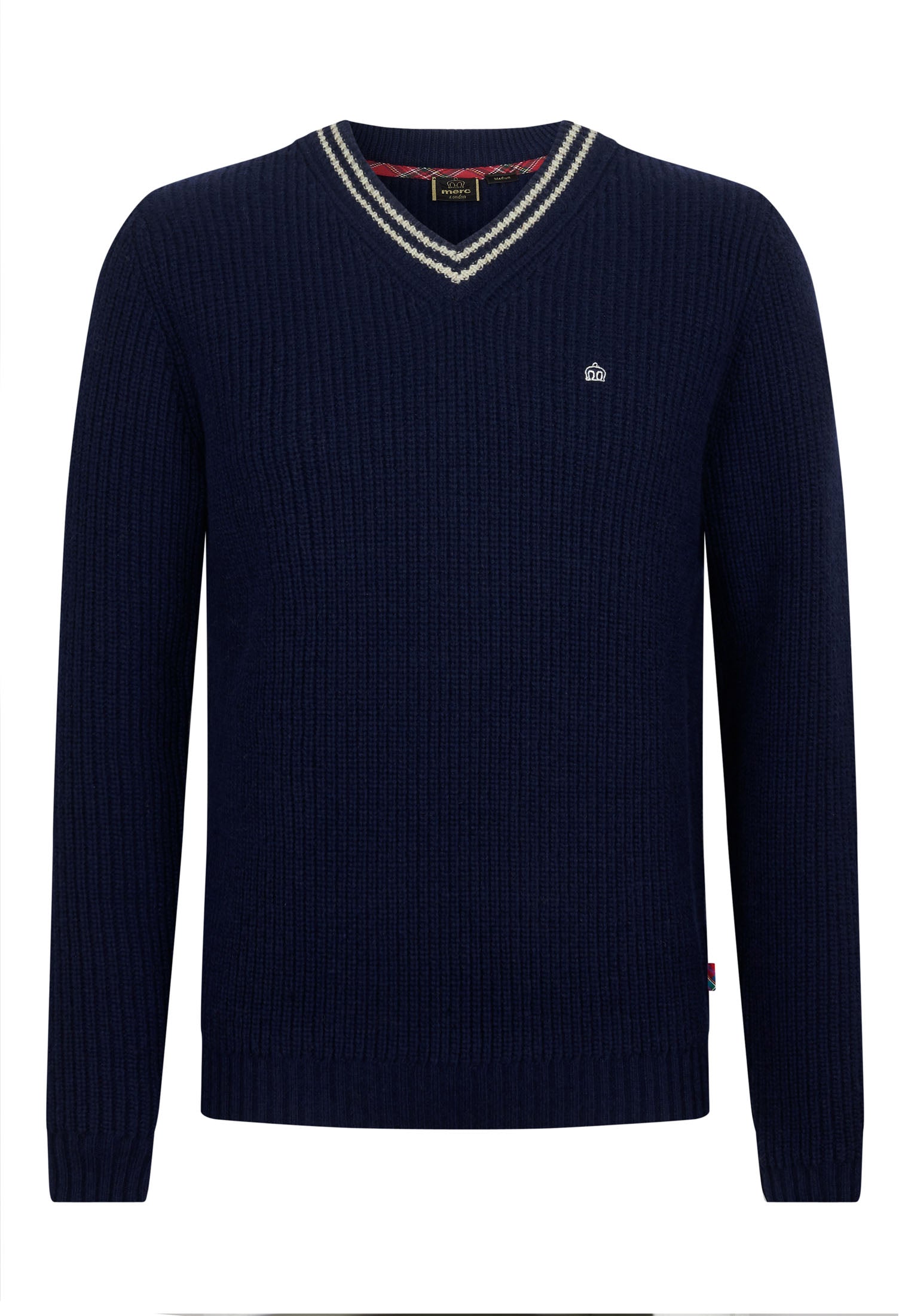 Brecon Rib V-Neck Jumper Ghost - Merc London