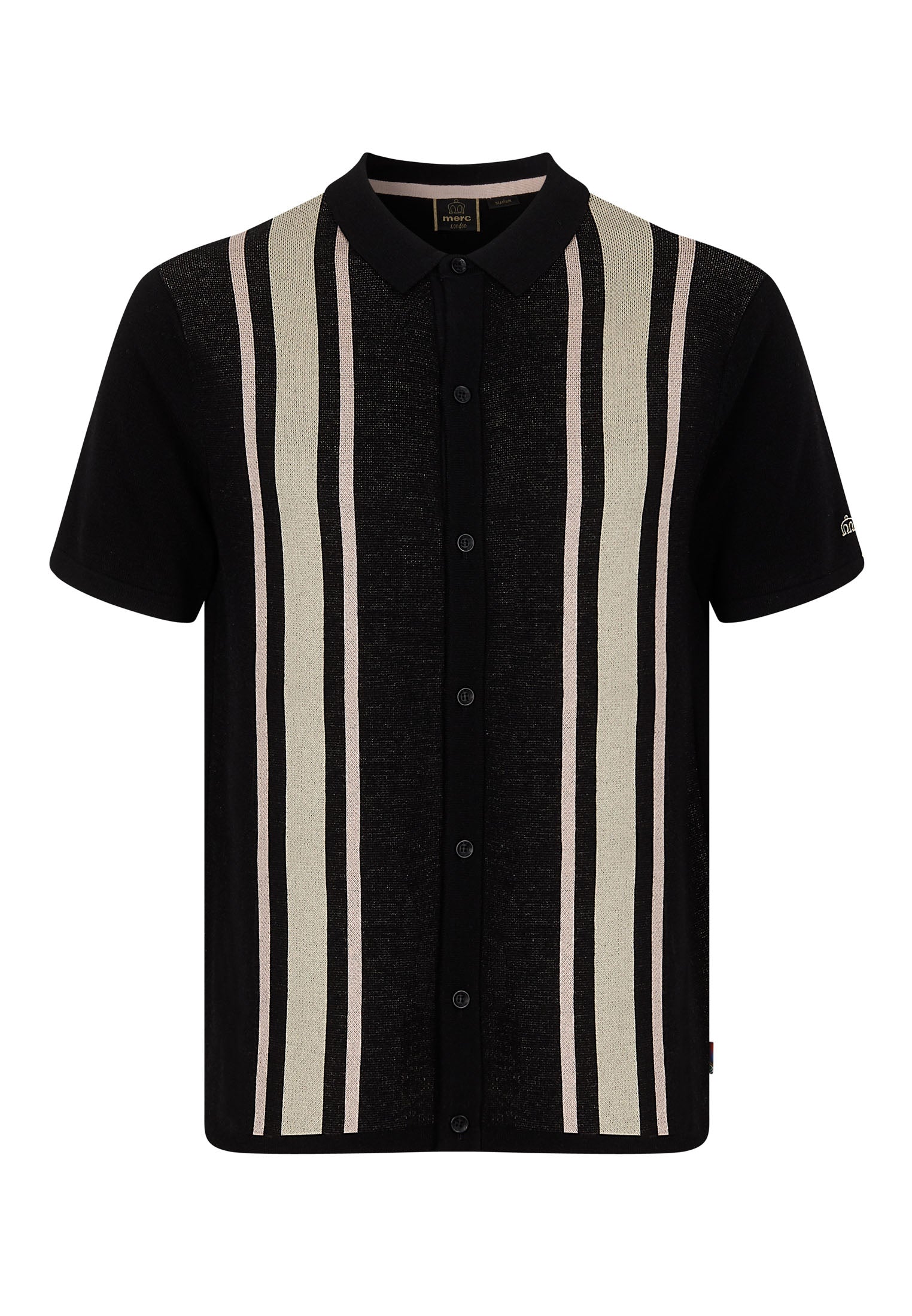 Edenbridge Striped Knitted Polo Shirt Ghost- Merc London