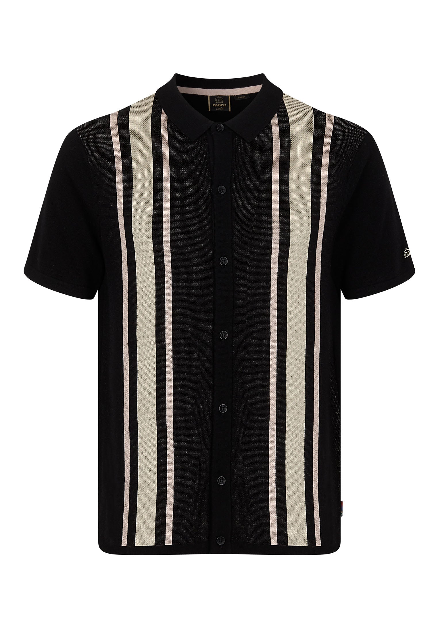 Edenbridge Striped Knitted Polo Shirt Ghost- Merc London