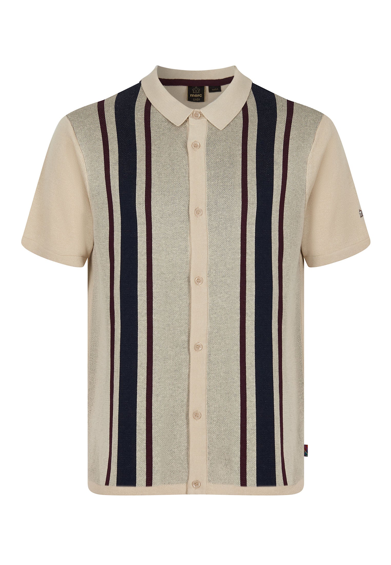 Edenbridge Striped Knitted Polo Shirt Ghost - Merc London