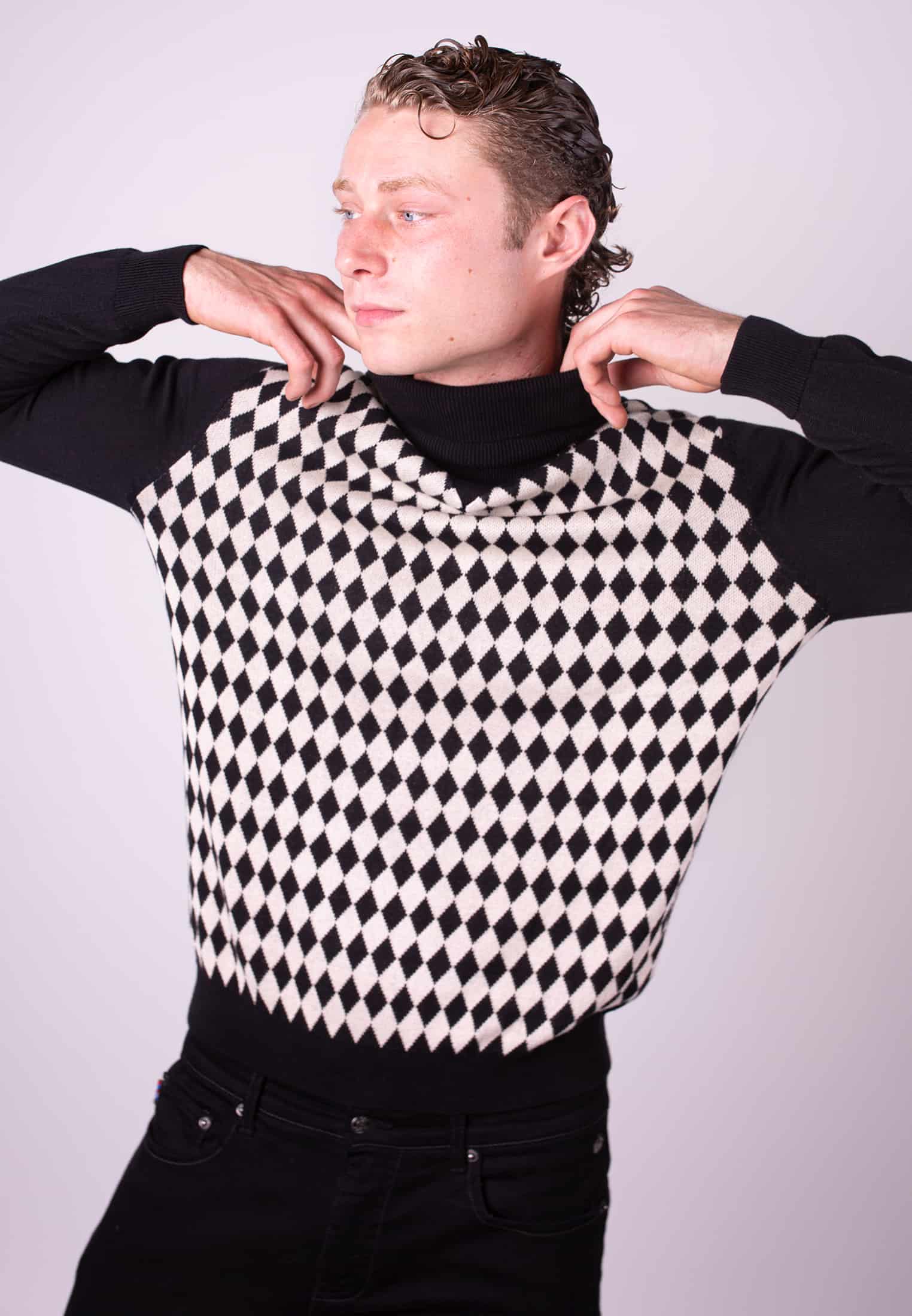 Malvern Argyle Pattern Roll Neck Men's Jumper