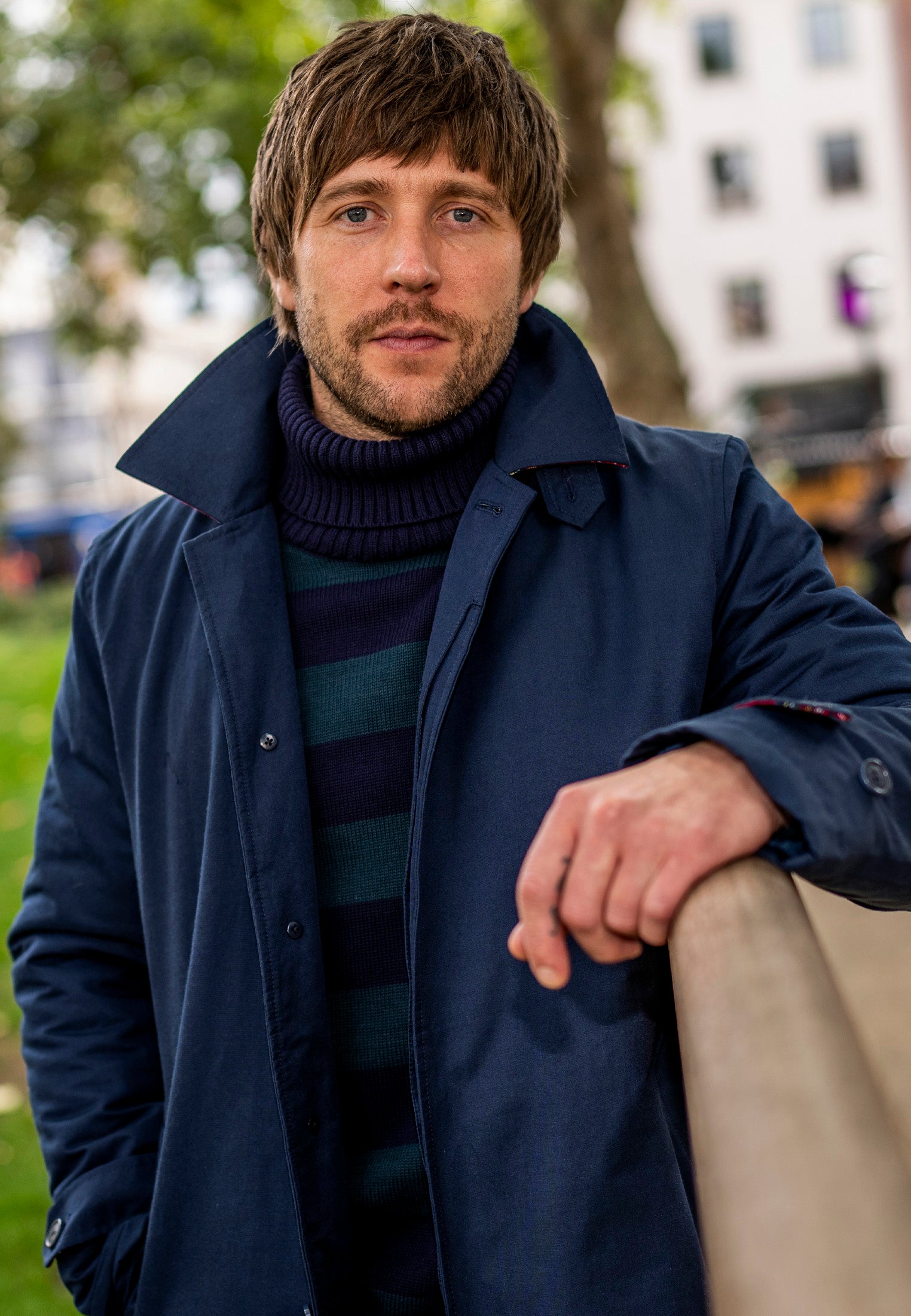 Owencroft Turtle Neck Mens Jumper In Navy