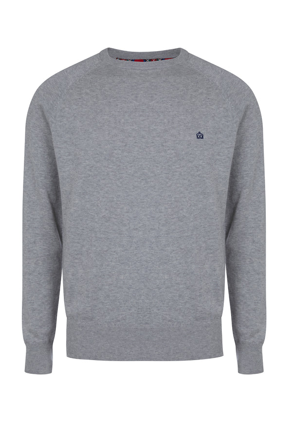 colour_Light Grey Marl|Berty Cotton Jumper - Merc London