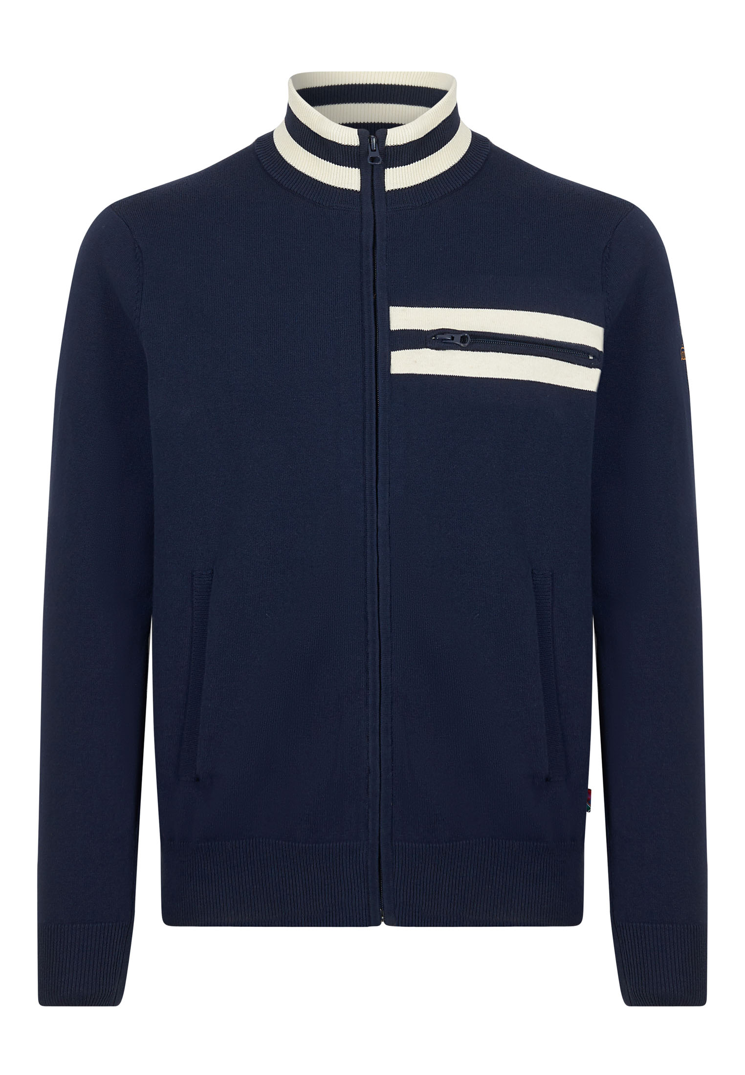 Preston Tipped Knitted Zip Through Men's Cardigan - Mod Clothing – Merc