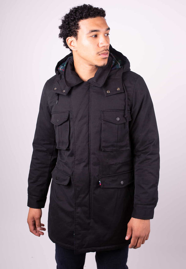 colour_Black|Romsey Padded Fishtail Parka - Merc London