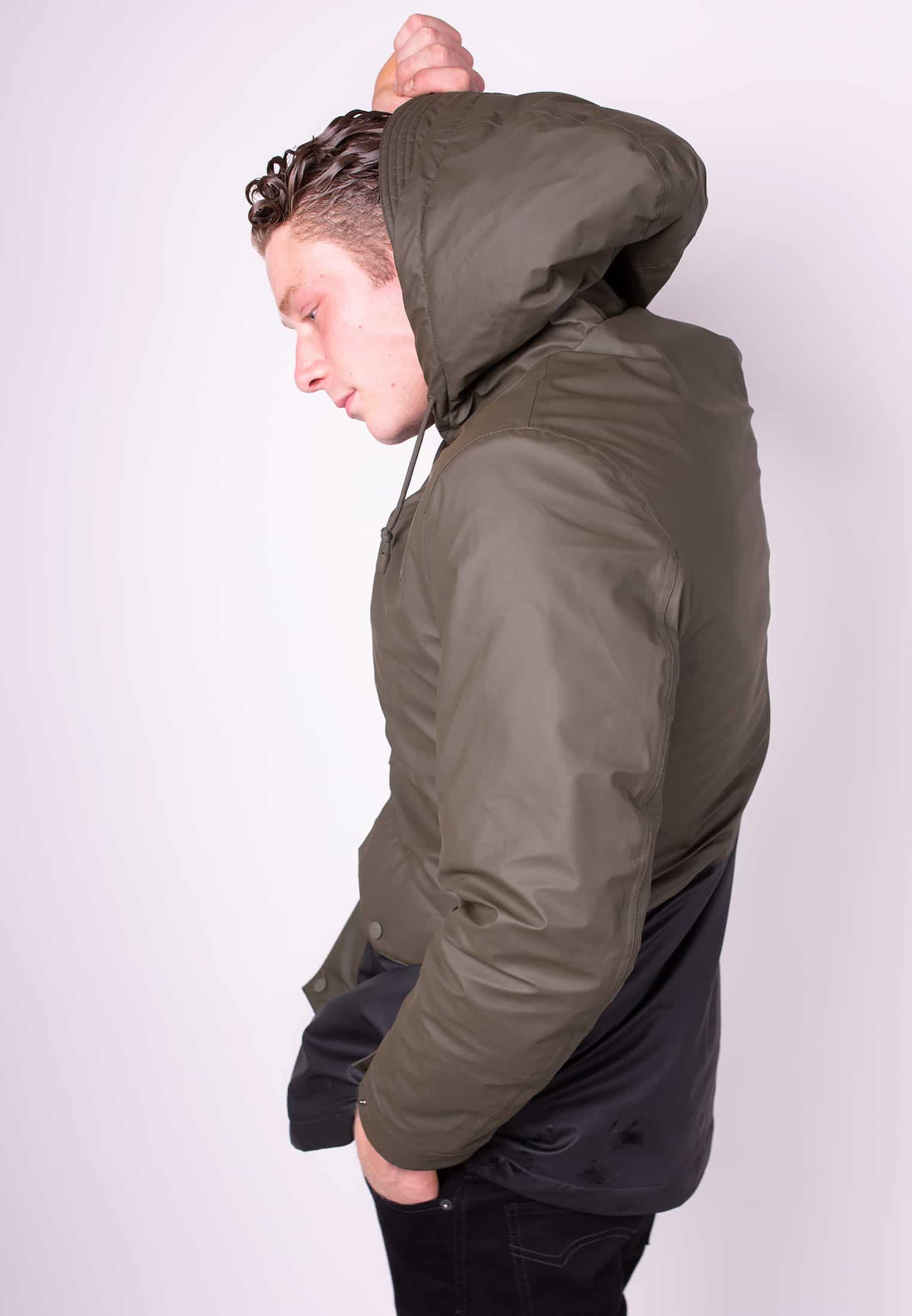 Stornoway Seam Sealed Waterpoof Technical Padded Green Parka Side