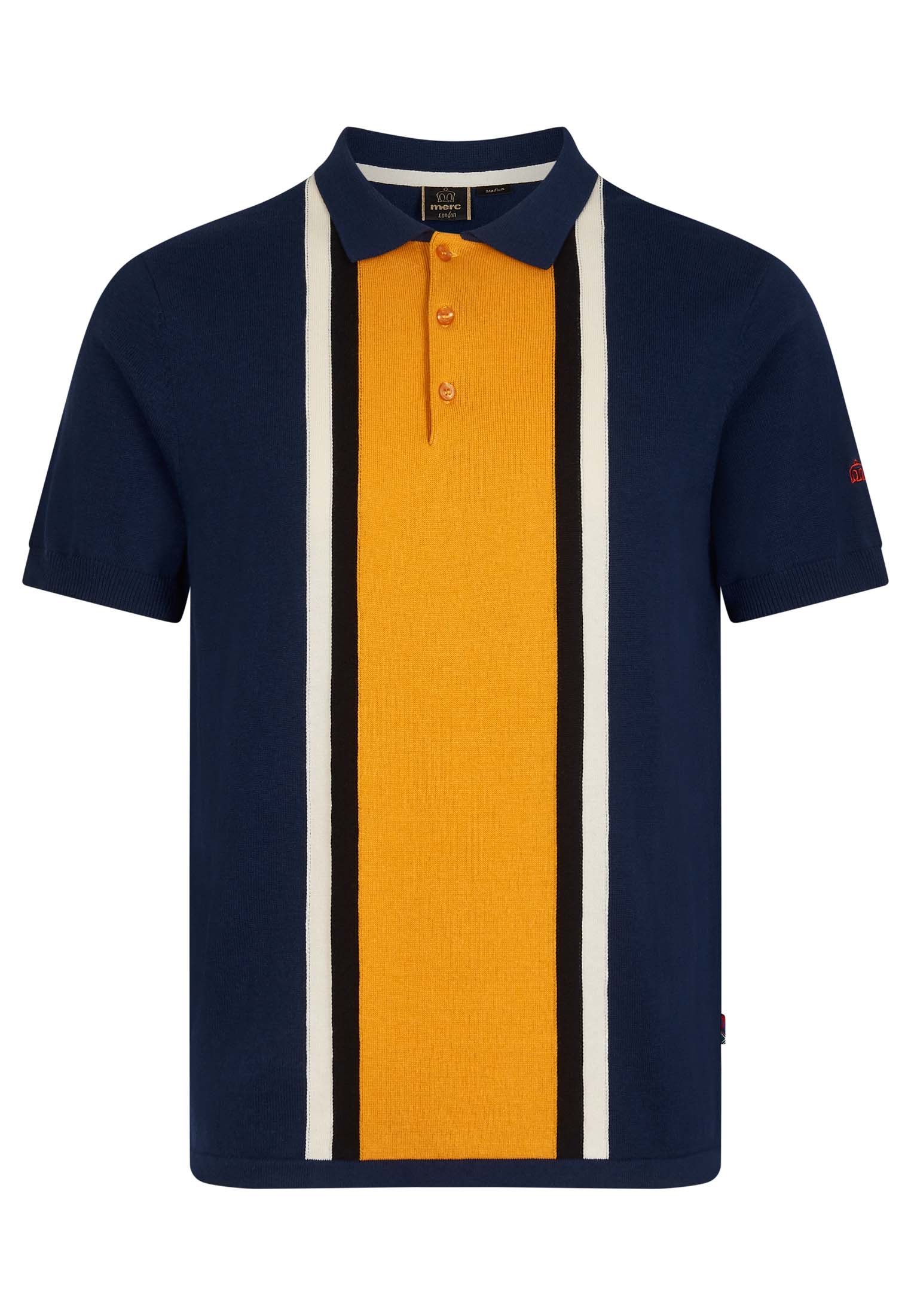 Derrick Vertical Intarsia Stripe Men Knit Polo Shirt