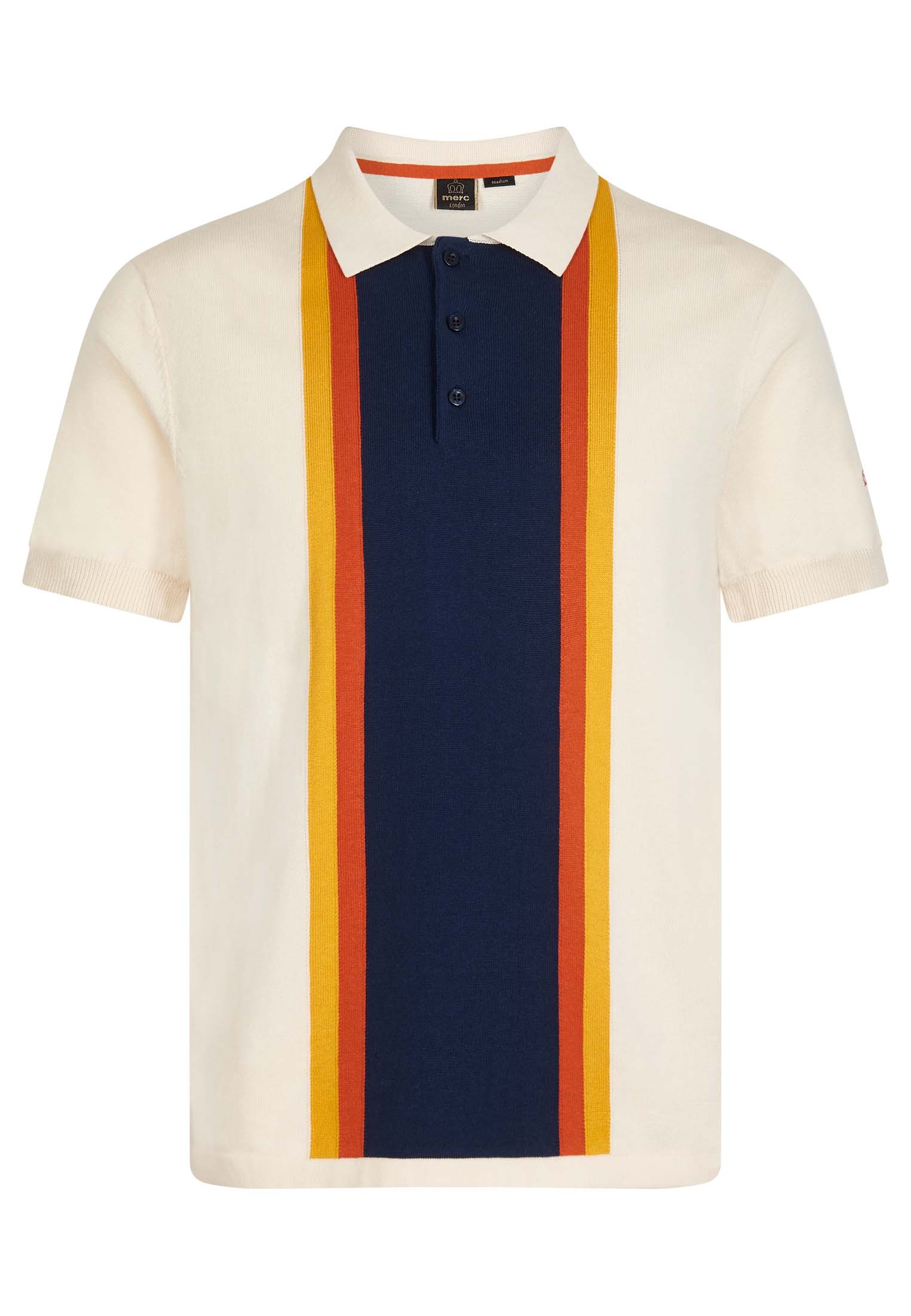 Derrick Vertical Intarsia Stripe Men Knit Polo Shirt